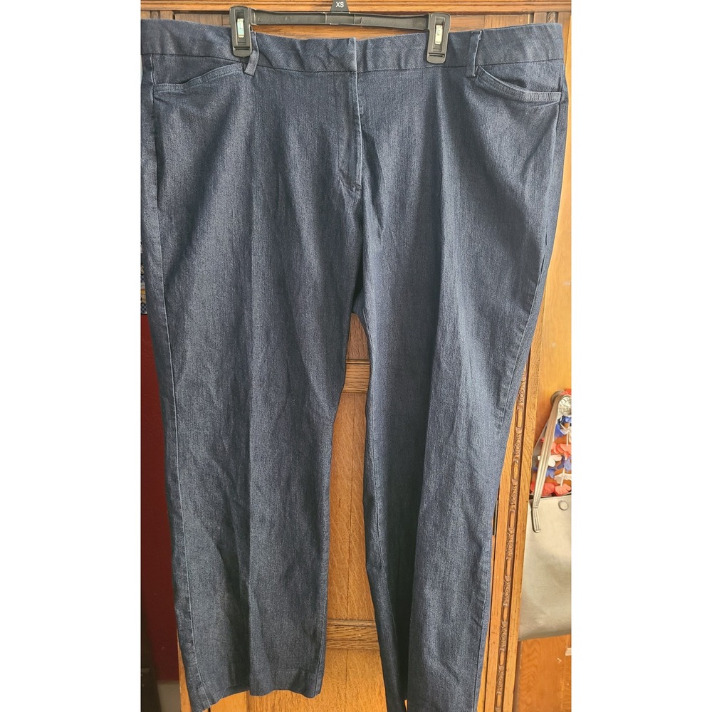 Liz Claiborne Audra Dark Wash Straight Leg Denim Pants Womens 22W Indigo Stretch
